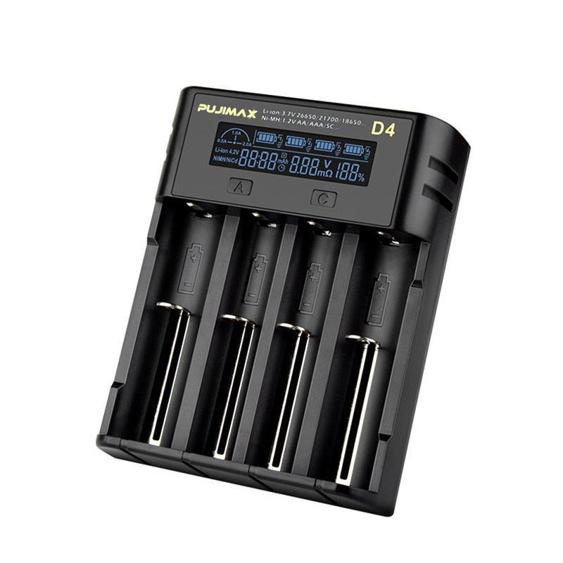 Carregador de bateria AA AAA de 4 baias com porta USB
